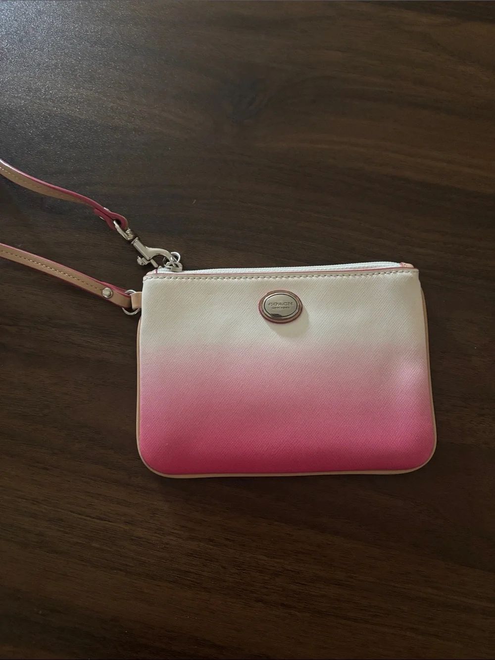 Coach Gradient Pink to Cream Wristlet Pouch
